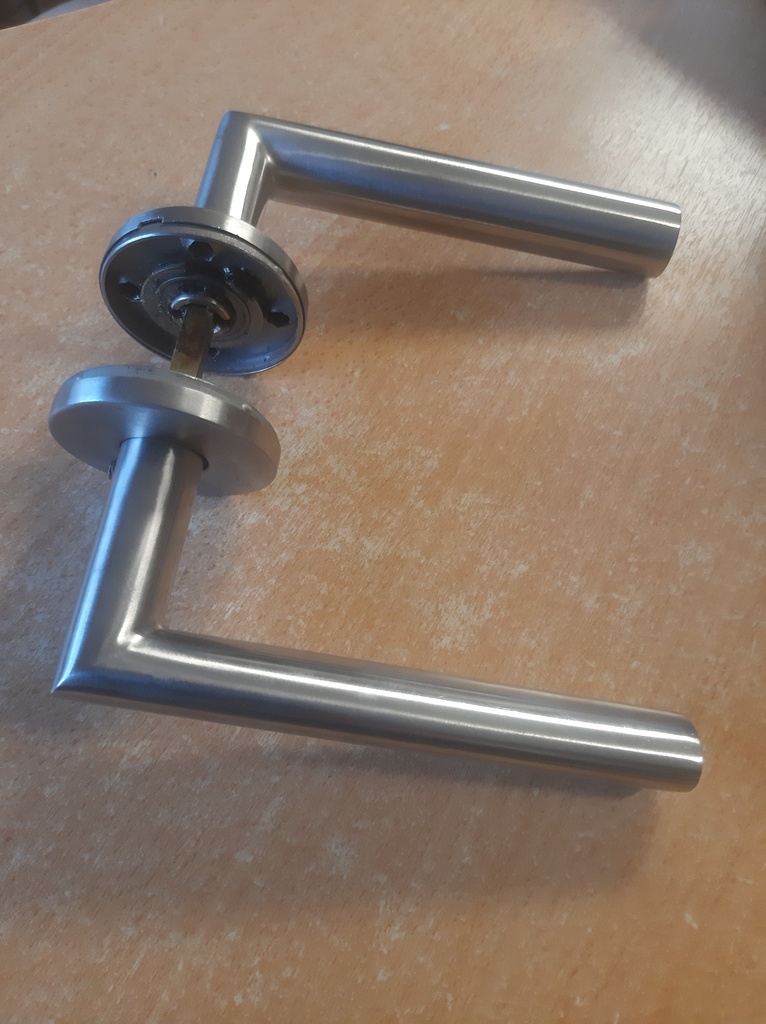 Béquille double droite inox avec rosace