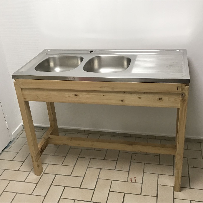 Evier INOX 60*120 sur structure bois