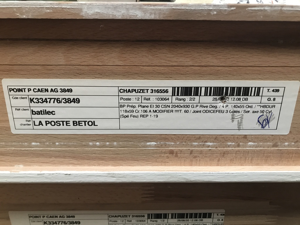 BLOC PORTE BOIS EI30 CHAPUZET 2040*930cm