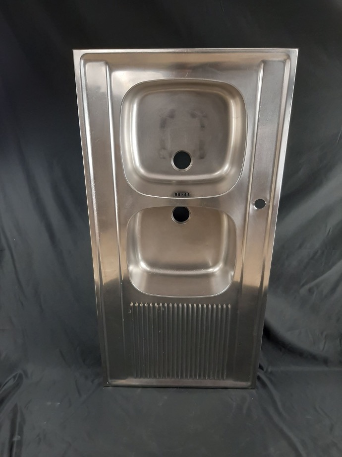 Evier 2 cuves inox + égouttoir
