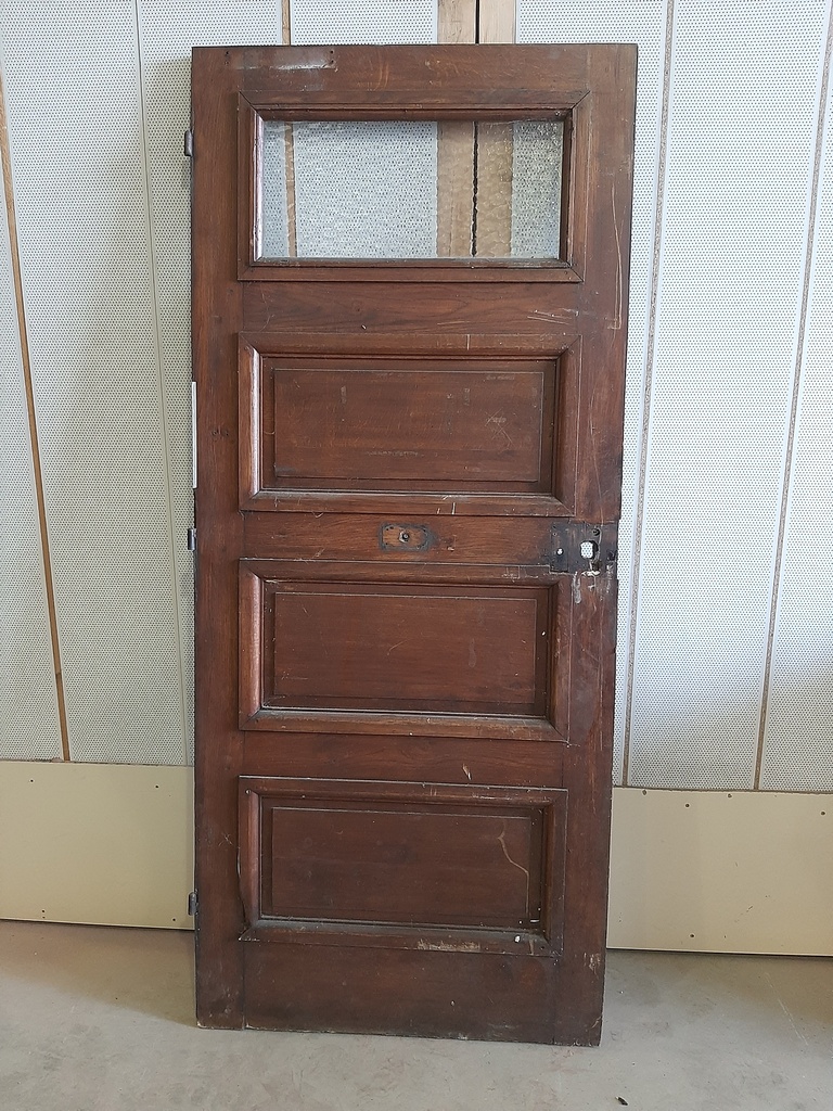 PORTE ENTRÉE IMMEUBLE CHÊNE 1950 IMPOSTE VITRÉE