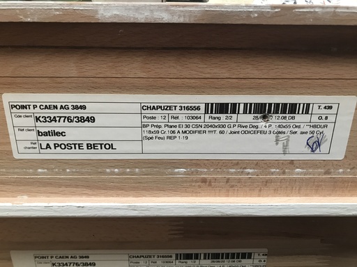 BLOC PORTE BOIS EI30 CHAPUZET 2040*930cm