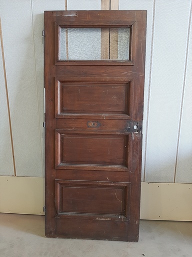 PORTE ENTRÉE IMMEUBLE CHÊNE 1950 IMPOSTE VITRÉE